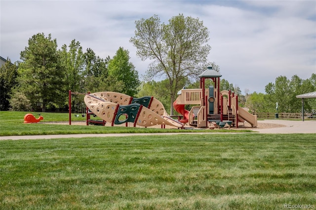 communal playground with a yard
