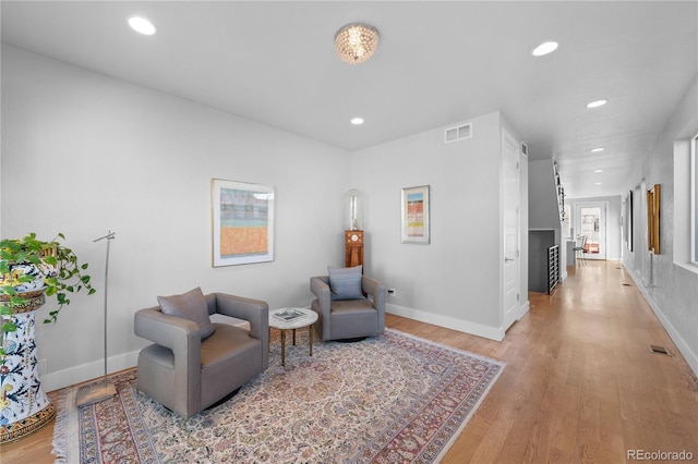 living area featuring light wood-type flooring