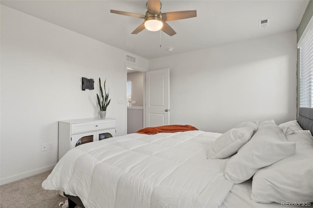 bedroom featuring carpet and ceiling fan