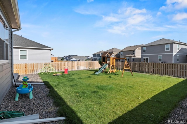 view of yard with a playground