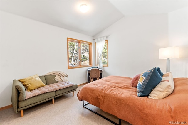 597 Pine Glade Rd, Nederland, CO 80466 - bedroom featuring vaulted ceiling, baseboards, and carpet floors