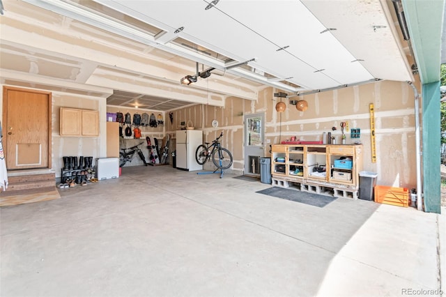 597 Pine Glade Rd, Nederland, CO 80466 - garage with freestanding refrigerator and a garage door opener