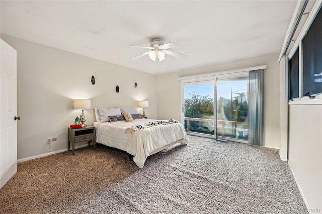 8090 Newton St, Westminster, CO 80031 - carpeted bedroom featuring access to outside, baseboards, and a ceiling fan