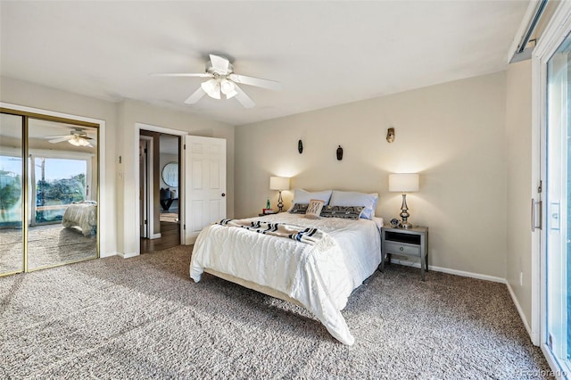 8090 Newton St, Westminster, CO 80031 - carpeted bedroom featuring baseboards, ceiling fan, and access to outside