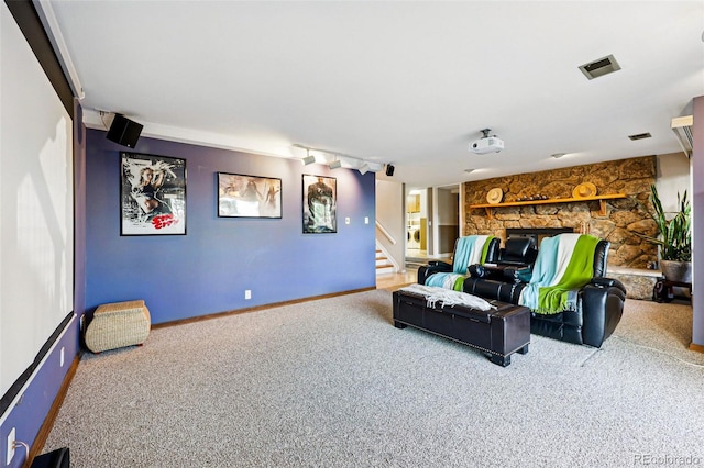 8090 Newton St, Westminster, CO 80031 - living room featuring carpet floors, stairs, and baseboards