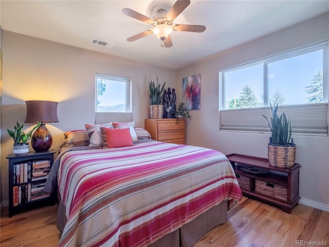1033 H St, Salida, CO 81201 - bedroom featuring light wood-style floors and ceiling fan