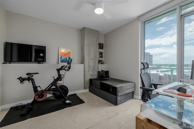 4200 W 17th Ave Unit 625, Denver, CO 80204 - exercise area with ceiling fan and light carpet