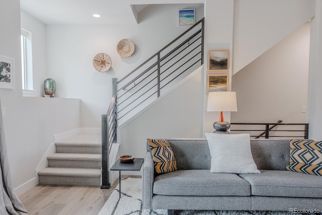 2282 Old Rail Way, Superior, CO 80027 - living area with wood finished floors, stairway, and recessed lighting