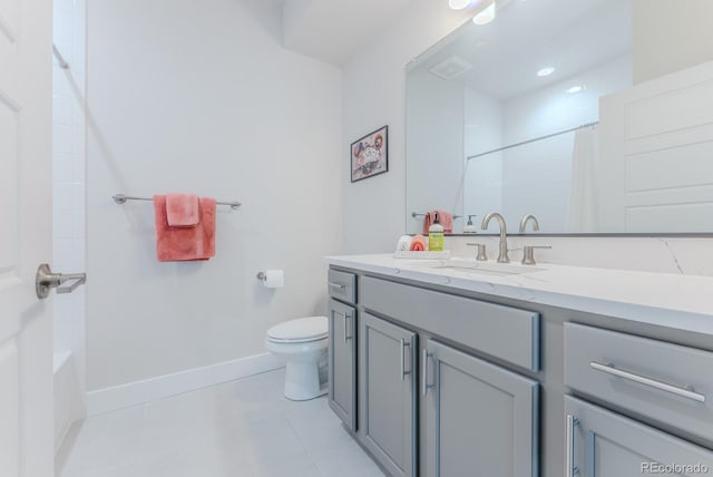 2282 Old Rail Way, Superior, CO 80027 - bathroom featuring vanity, shower / tub combo, and tile patterned flooring