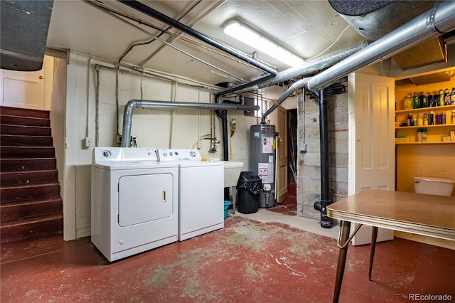 4115 S Clarkson St, Englewood, CO 80113 - unfinished below grade area with water heater, washing machine and clothes dryer, and stairway
