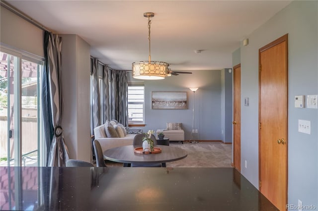 9927 Aftonwood St, Highlands Ranch, CO 80126 - dining area featuring a ceiling fan
