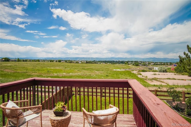 9927 Aftonwood St, Highlands Ranch, CO 80126 - deck featuring a mountain view and a view of rural / pastoral area