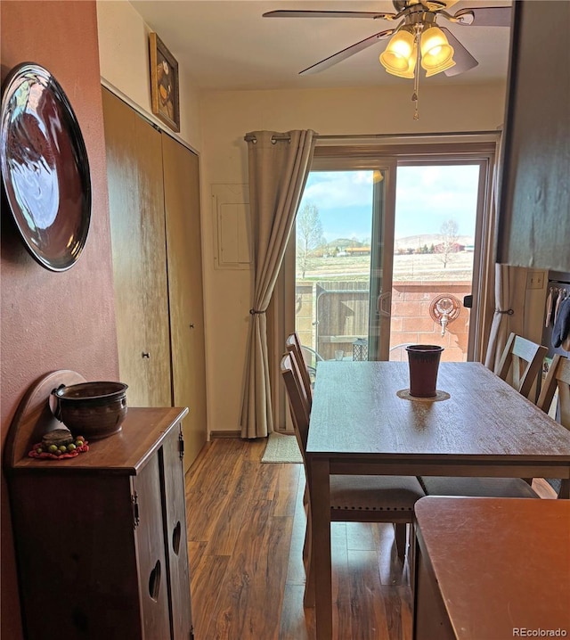 9 Granada Ct Unit 15, Westcliffe, CO 81252 - dining space with a ceiling fan and wood finished floors