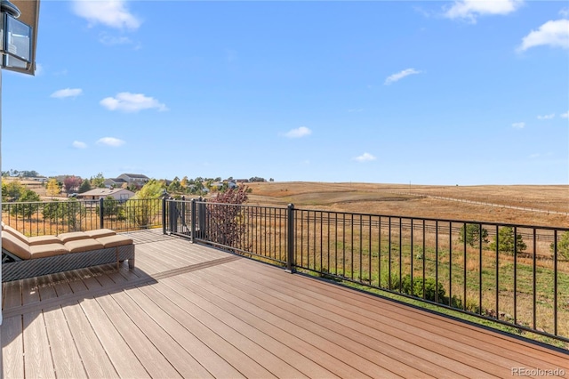 deck featuring a rural view