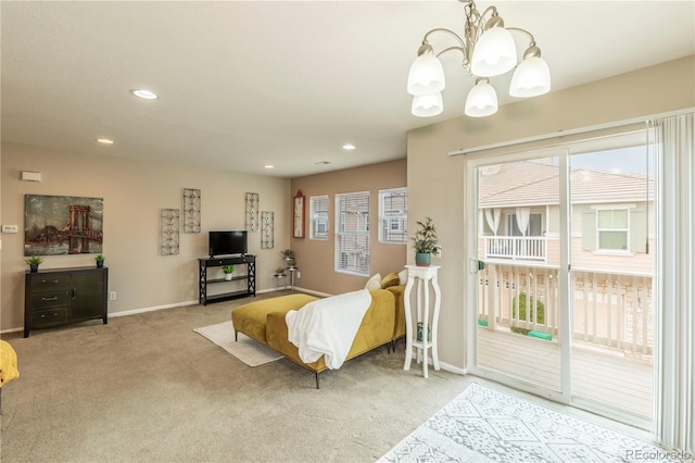 9760 Mayfair St Unit A, Englewood, CO 80112 - carpeted living room with a chandelier and recessed lighting