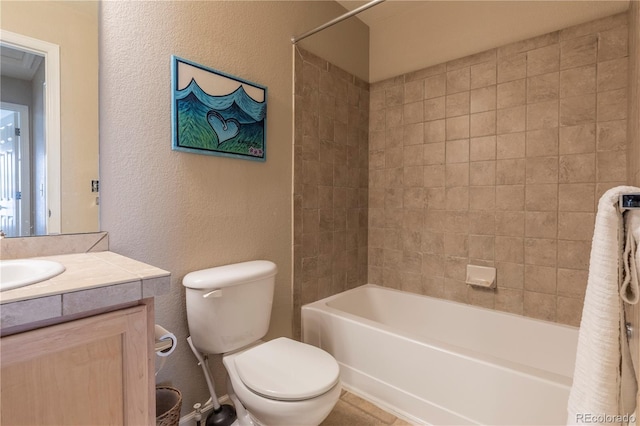 9760 Mayfair St Unit A, Englewood, CO 80112 - bathroom with vanity, shower / tub combination, and a textured wall