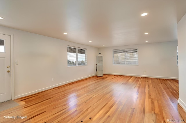 interior space with light hardwood / wood-style floors