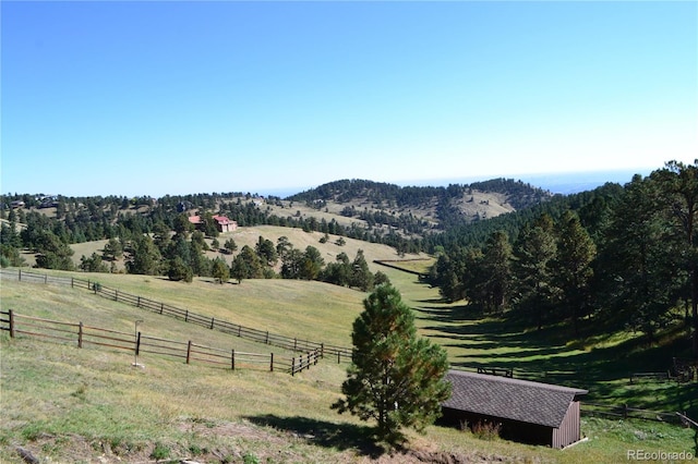 view of mountain feature featuring a rural view