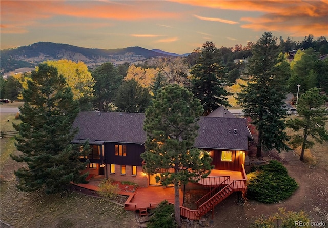 drone / aerial view with a mountain view