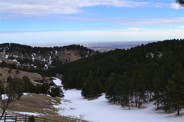 property view of mountains with a forest view