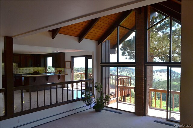 21849 Cabrini Blvd, Golden, CO 80401 - unfurnished sunroom with a baseboard radiator and a sink