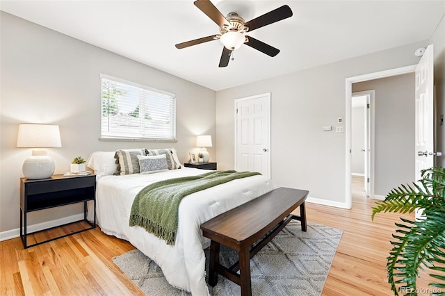 5436 E Atlantic Pl, Denver, CO 80222 - bedroom featuring light wood-type flooring, baseboards, and ceiling fan