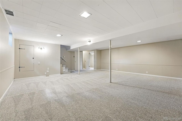 5436 E Atlantic Pl, Denver, CO 80222 - finished basement featuring stairs, carpet flooring, and baseboards