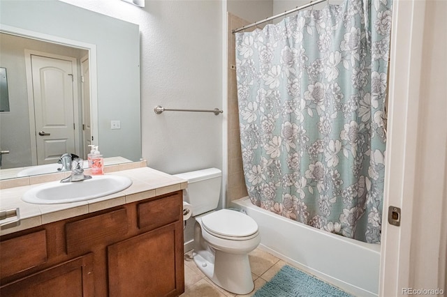 13456 Via Varra Unit 225, Broomfield, CO 80020 - bathroom with vanity, shower / tub combo with curtain, and tile patterned floors