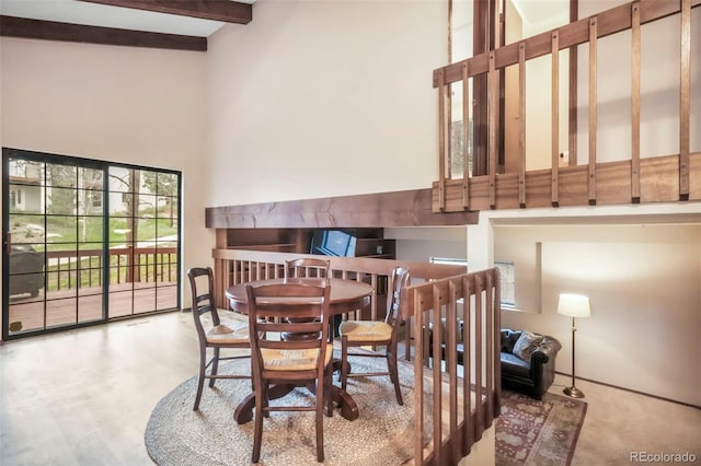 510 Silhouette Way, Monument, CO 80132 - dining area with a high ceiling and beam ceiling