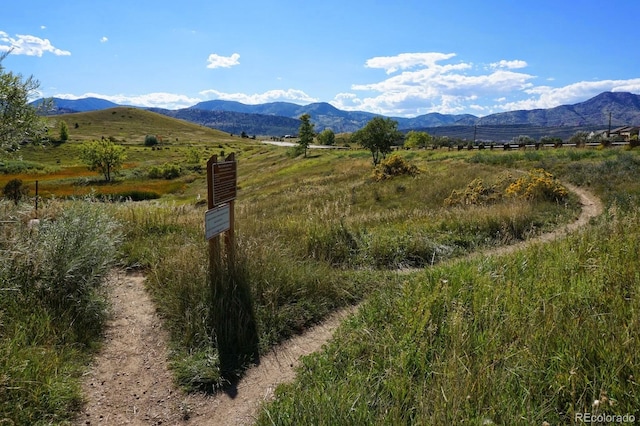 view of mountain feature featuring a rural view