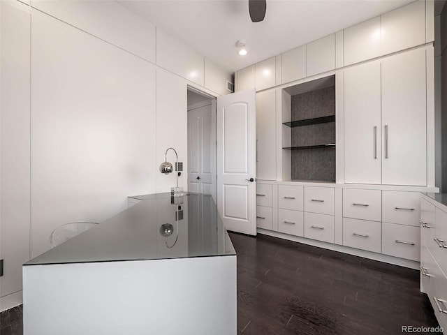 office space featuring dark wood-type flooring