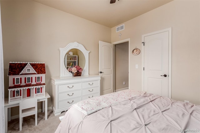 10653 E 163rd Ct, Brighton, CO 80602 - bedroom with light carpet, baseboards, and a ceiling fan