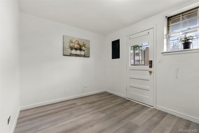 9240 E Girard Ave Unit 1, Denver, CO 80231 - entrance foyer featuring wood finished floors, baseboards, and electric panel