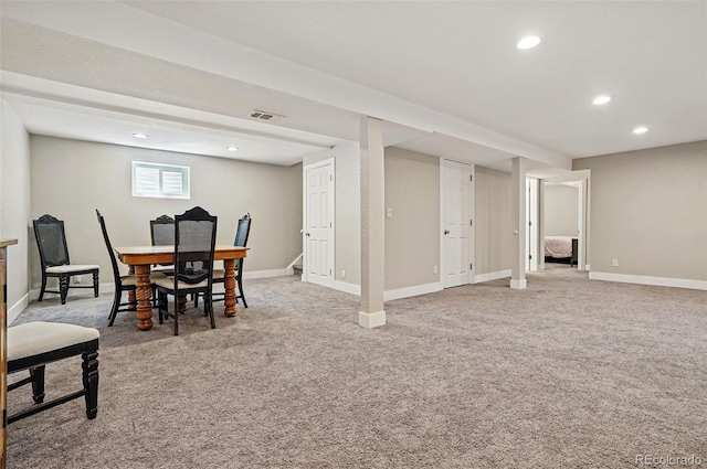 6655 S Elm Cir, Centennial, CO 80121 - dining area featuring light colored carpet, recessed lighting, and baseboards
