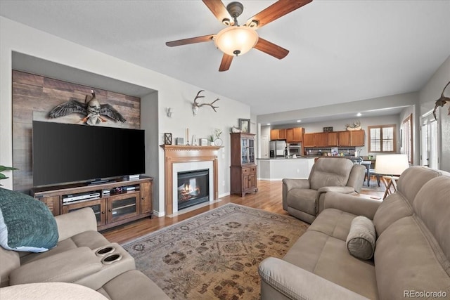 living room featuring light wood-type flooring