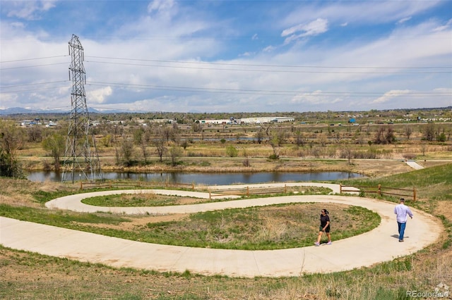 view of community featuring a water view