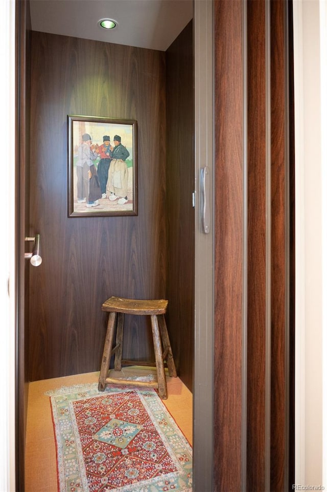 entrance foyer featuring recessed lighting