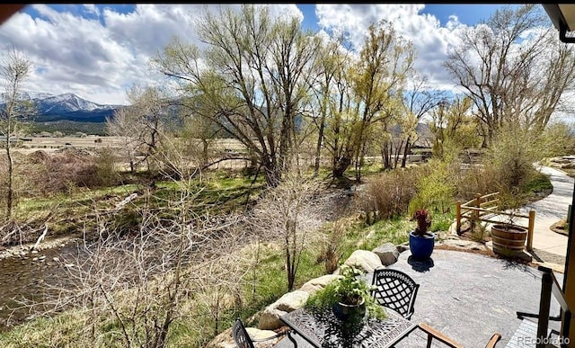 exterior space featuring a mountain view