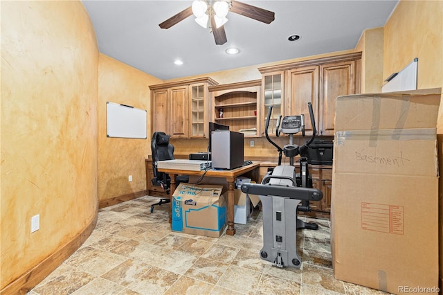 office area featuring ceiling fan