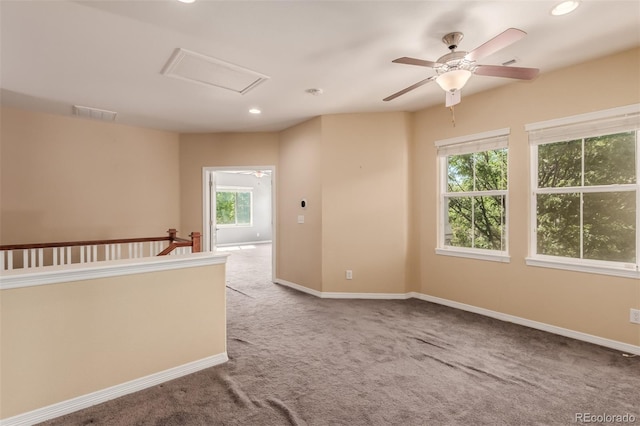 6190 S Oswego St, Englewood, CO 80111 - carpeted empty room featuring recessed lighting, ceiling fan, and attic access
