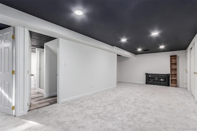 basement featuring carpet