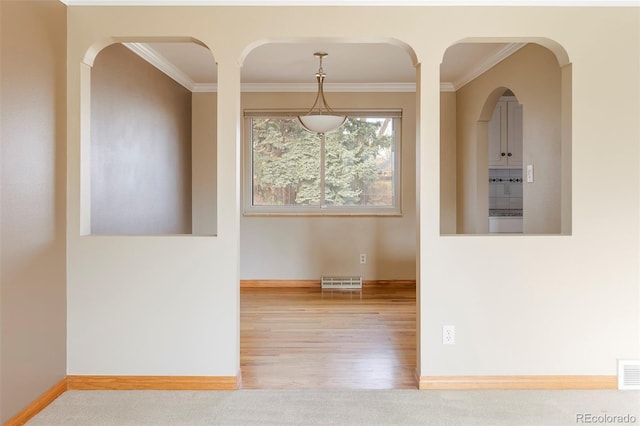 3765 S Depew St, Denver, CO 80235 - interior space with ornamental molding, baseboards, visible vents, and wood finished floors