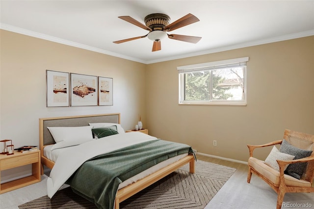 3765 S Depew St, Denver, CO 80235 - bedroom featuring baseboards, ornamental molding, ceiling fan, and carpet floors