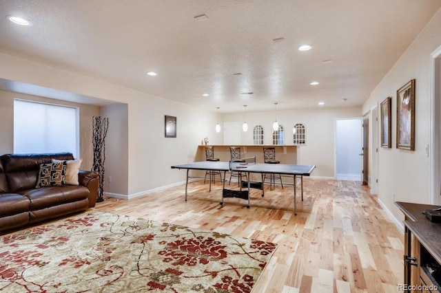 living room featuring light wood-type flooring