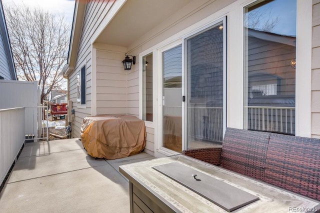 view of patio with a grill