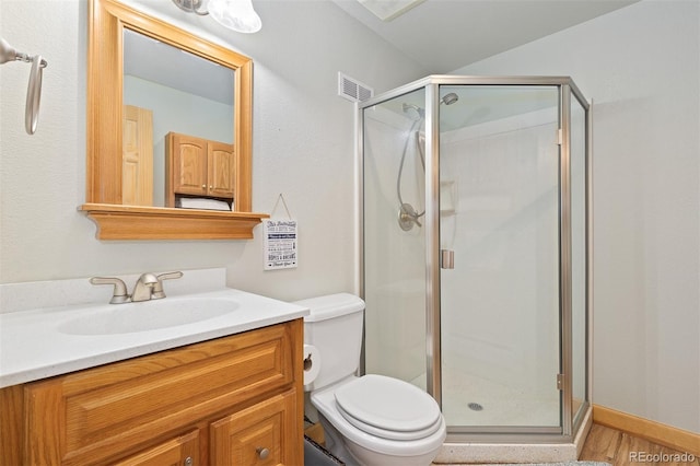 2370 W 152nd Ave, Broomfield, CO 80023 - full bath with vanity, a stall shower, and wood finished floors