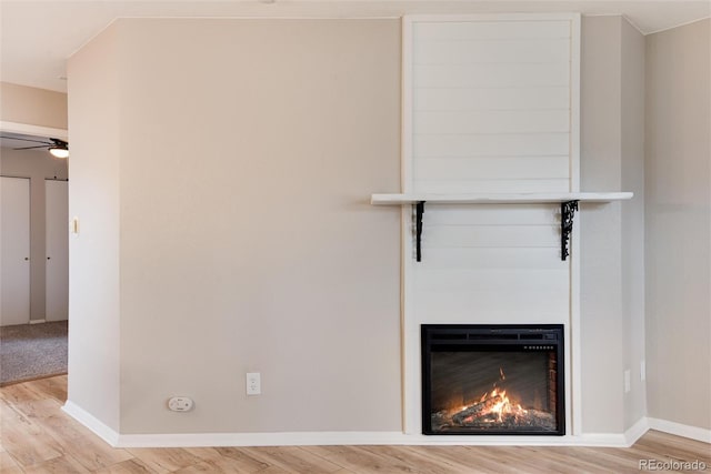 details with hardwood / wood-style floors and ceiling fan