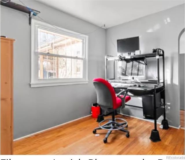 office area featuring wood finished floors