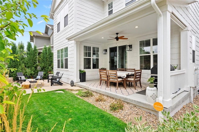 2027 Vallejo Loop, Broomfield, CO 80023 - view of patio featuring a fire pit and a ceiling fan