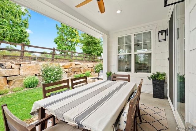 2027 Vallejo Loop, Broomfield, CO 80023 - view of patio with outdoor dining area, ceiling fan, and fence